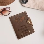 Mapamundi personalizado Brújula de piel auténtica Porta Pasaporte con nombre grabado y ranuras para tarjetas Aventura de viaje Regalo esencial para el amante de los viajes