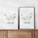Personalized Holding Hands Painting with Name and Date Valentine's Day Anniversary Gift for Couple