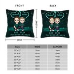 Personalised Starry Double Heart Cartoon Character Throw Pillow Cover with Name and Year Home Decor Valentine's Day Anniversary Gift for Couple