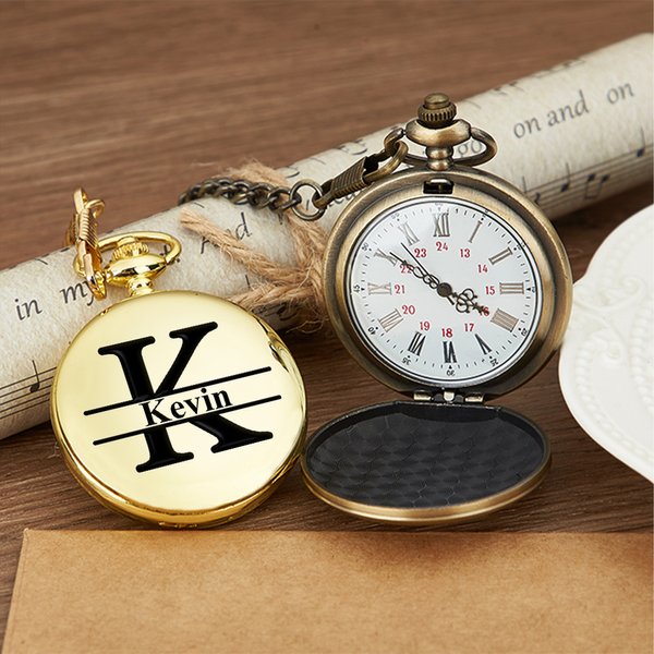 Personalized Engraved Monogram Classic Pocket Watch Birthday Valentine's Day Father's Day Gift for Men