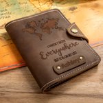 Mapamundi personalizado Brújula de piel auténtica Porta Pasaporte con nombre grabado y ranuras para tarjetas Aventura de viaje Regalo esencial para el amante de los viajes
