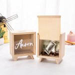 Hucha de madera transparente con hucha y entrada deslizante Decoración de la habitación infantil Regalo de cumpleaños para niños y niñas