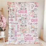 Personalizzato carino rosa blu floreale elefante morbido lancio coperta con più nomi Nusery camera Decor compleanno Baby Shower regalo per ragazzi ragazze