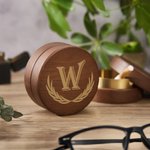 Posacenere portatile personalizzato in acciaio inox con coperchio in noce e monogramma inciso Regalo di compleanno per fumatori per la festa del papà e l'ufficio