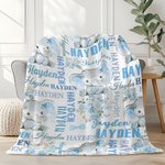 Personalizzato carino rosa blu floreale elefante morbido lancio coperta con più nomi Nusery camera Decor compleanno Baby Shower regalo per ragazzi ragazze