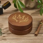 Posacenere portatile personalizzato in acciaio inox con coperchio in noce e monogramma inciso Regalo di compleanno per fumatori per la festa del papà e l'ufficio