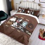 Personalisierte Vintage Cartoon 1-6 Hunde Katzen Paw Print weiche Bettbezug und 2 Kissenbezüge Bettwäsche-Set mit Namen Geburtstag Geschenk für Tierbesitzer