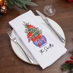 Personalized Chinese-style Blue And White Porcelain Cardinal Christmas Tree Waffle Tea Towel with Text Kitchen Decor Holiday Gift for Family Friend