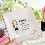 Personalizada de dibujos animados Nombre Definición Baratija de cerámica Joyería Plato con Nombre Cumpleaños Novia Fiesta Regalo para Mujeres