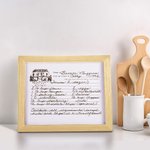 Recette/lettre manuscrite personnalisée transférée sur un panneau en bois pour un souvenir