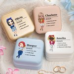 Personalizada de cuero PU Cartoon Nombre del personaje Definición Joyero Cumpleaños Aniversario de regalo para las mujeres