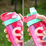 Personalisierte Fantasie Meerjungfrau Initiale 475 ml Wasserflasche mit Strohhalm Auslaufsicherer Deckel Geburtstag Geschenk für Mädchen
