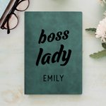 Personlig Boss Lady A5 Läder Journal Anteckningsbok med namn och 100 linjerade sidor Ny affärsbilaga Födelsedag Kontor Medarbetare Present för kvinnor