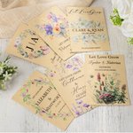 Henkilökohtainen Let Love Grow Vintage Kraft paperi Wildflower siemenpaketti nimi ja päivämäärä asetettu 20 häät suosii Bridal Shower lahja vieraille