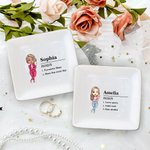 Personalizada de dibujos animados Nombre Definición Baratija de cerámica Joyería Plato con Nombre Cumpleaños Novia Fiesta Regalo para Mujeres