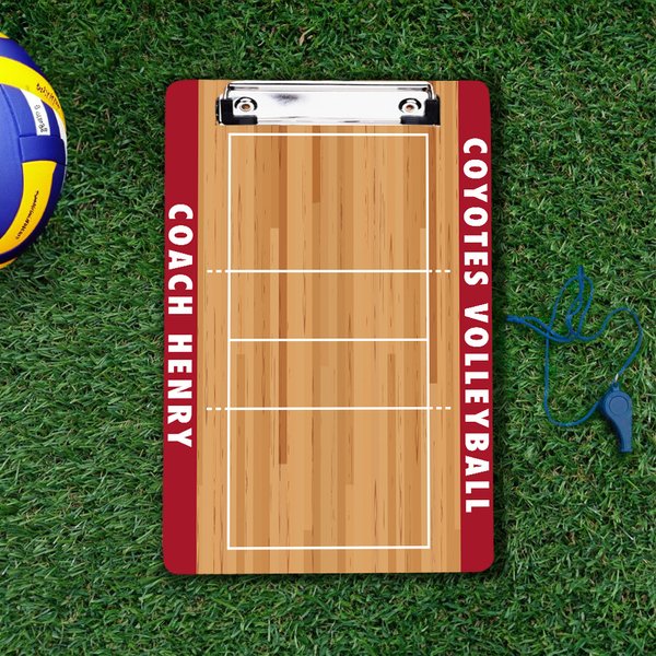 Portapapeles de borrado en seco personalizado con diseño de cancha de voleibol y clip de perfil bajo Regalo de agradecimiento de fin de temporada para