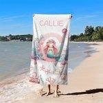 Spersonalizowany, szybkoschnący ręcznik plażowy Mermaid z inicjałami i imieniem Niezbędny prezent na lato dla kobiet i dziewczynki