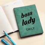 Personlig Boss Lady A5 Läder Journal Anteckningsbok med namn och 100 linjerade sidor Ny affärsbilaga Födelsedag Kontor Medarbetare Present för kvinnor