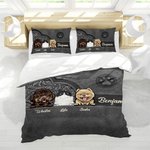 Personalisierte Vintage Cartoon 1-6 Hunde Katzen Paw Print weiche Bettbezug und 2 Kissenbezüge Bettwäsche-Set mit Namen Geburtstag Geschenk für Tierbesitzer