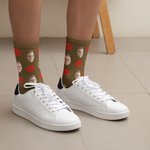 Personalized Multicolor Portrait Photo Red Lip Print Design Tube Socks Valentine's Day Anniversary Gift for Couple