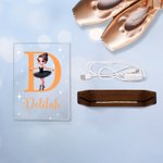 Gepersonaliseerd Zwanenmeer Ballet Meisje Naam Initialen LED Nachtlampje met Houten Voet Kid Slaapkamer Decor Verjaardagscadeau voor meisjes Ballet Lovers