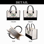 Personalised Floral Heart Wreath Cartoon Hugging Couple Large Canvas Tote Bag with Name Valentine's Day Anniversary Birthday Gift for Couple