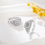 Gepersonaliseerde Zirkoon Gegraveerde Klassieke Monogram Signet Ring met 3 Initialen Verjaardagscadeau voor Vrouwen