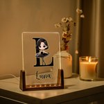 Gepersonaliseerd Zwanenmeer Ballet Meisje Naam Initialen LED Nachtlampje met Houten Voet Kid Slaapkamer Decor Verjaardagscadeau voor meisjes Ballet Lovers