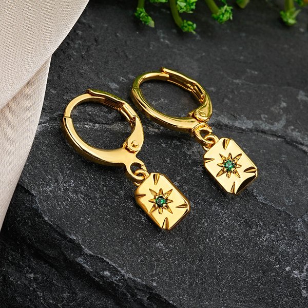 Personalised Minimalist North Polaris Star Earrings with Birthstone Birthday Valentine's Day Gift for Women