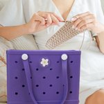 Personalized Portable Crochet Knitting Yarn Spinner Clear Name Bag Set Accessories for Bogg Vacation Travel Supplies Birthday Gift for Craft Lovers