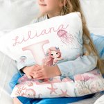 Spersonalizowana poszewka na poduszkę Fantasy Mermaid z inicjałem i imieniem Wystrój domu Urodziny Baby Shower Prezent dla dzieci