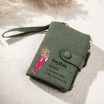 Personalisierte Cartoon Mode Charakter Name Definition Leder dreifach gefaltetes Portemonnaie mit Karteninhaber Geburtstag Freundschaft Geschenk für Frauen Männer