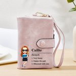 Personalisierte Cartoon Mode Charakter Name Definition Leder dreifach gefaltetes Portemonnaie mit Karteninhaber Geburtstag Freundschaft Geschenk für Frauen Männer