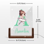 Gepersonaliseerd Zwanenmeer Ballet Meisje Naam Initialen LED Nachtlampje met Houten Voet Kid Slaapkamer Decor Verjaardagscadeau voor meisjes Ballet Lovers