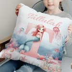 Spersonalizowana poszewka na poduszkę Fantasy Mermaid z inicjałem i imieniem Wystrój domu Urodziny Baby Shower Prezent dla dzieci