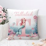 Spersonalizowana poszewka na poduszkę Fantasy Mermaid z inicjałem i imieniem Wystrój domu Urodziny Baby Shower Prezent dla dzieci