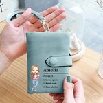 Personalisierte Cartoon Mode Charakter Name Definition Leder dreifach gefaltetes Portemonnaie mit Karteninhaber Geburtstag Freundschaft Geschenk für Frauen Männer