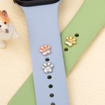 Gepersonaliseerde 3D Bubble Paw Print Watch Band Stud Charm met gegraveerde naam Decoratieve accessoires verjaardagscadeau voor dierenliefhebbers