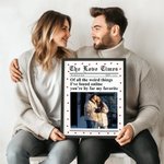 Personnalisé New York Times Style Love Heart Photo Canvas Painting with Names Year Wall Decor Birthday Valentine's Day Anniversary Gift for Couple