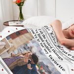 Personlig The New York Times Design Heart Border Photo Soft Throw Blanket med titel Namn År Valentine's Day Anniversary Gift for Couple