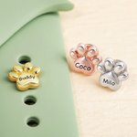 Gepersonaliseerde 3D Bubble Paw Print Watch Band Stud Charm met gegraveerde naam Decoratieve accessoires verjaardagscadeau voor dierenliefhebbers