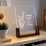 Fleur de naissance personnalisée Définition du nom Veilleuse LED Décoration de la maison Cadeau d'anniversaire pour les femmes