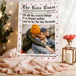 Personlig The New York Times Design Heart Border Photo Soft Throw Blanket med titel Namn År Valentine's Day Anniversary Gift for Couple