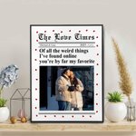 Personnalisé New York Times Style Love Heart Photo Canvas Painting with Names Year Wall Decor Birthday Valentine's Day Anniversary Gift for Couple