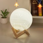 Personalized 3D Volleyball 16 Color Changing Touch LED Night Light with Irregular Wooden Stand Remote Room Decor Birthday Gift for Kids Sports Lover