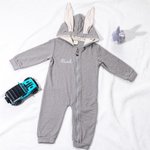 Gepersonaliseerde Multicolor Geborduurde Naam Konijntje Oren 100% Katoenen Bodysuit met Geïntegreerde Rits Verjaardag Pasen Baby Doop Cadeau voor Baby