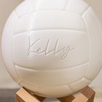 Personalized 3D Volleyball 16 Color Changing Touch LED Night Light with Irregular Wooden Stand Remote Room Decor Birthday Gift for Kids Sports Lover