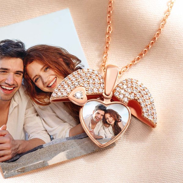 Collier Coeur Personnalisé Bijoux Raffinés en Zircon Cadeau d'Anniversaire pour Femme Couple
