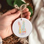 Personalised Word Cloud Bunny Repeating Name Ceramic Easter Basket Tag Home Decoration Easter Gift for Kids