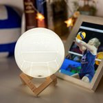 Personalized 3D Volleyball 16 Color Changing Touch LED Night Light with Irregular Wooden Stand Remote Room Decor Birthday Gift for Kids Sports Lover